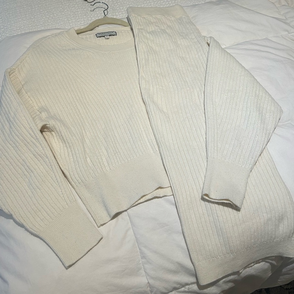 Cream sweater and skirt set